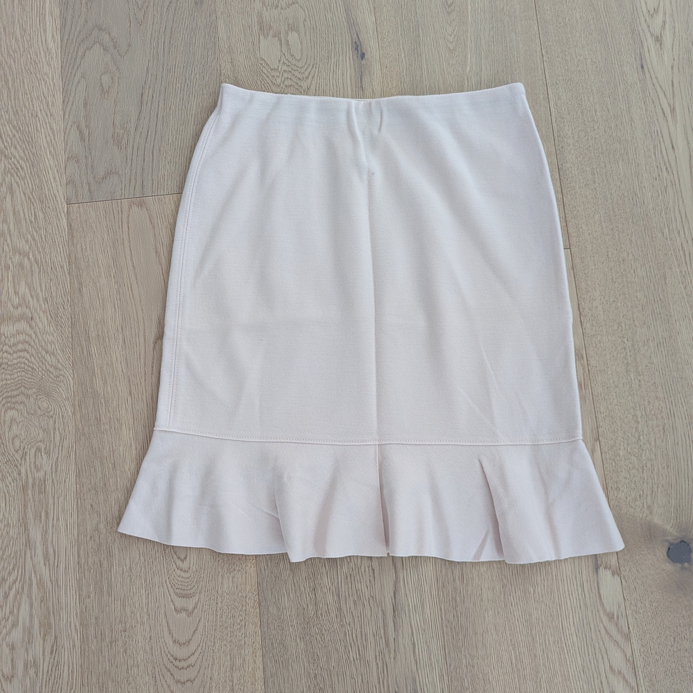 Marc Cain Light Pink Pencil Skirt with Ruffle Hem